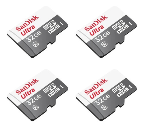 Pack 4 Tarjetas Sandisk  Microsd 32gb Clase 10 