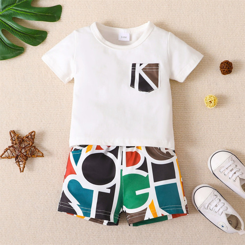 Conjunto Para Bebé 3-12m Con Estampado De Letras Multicolor Blanco 6-9 M