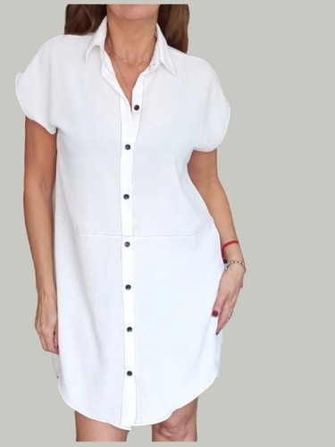 Imagen 6 de 6 de Vestido Camisero Poplin Elastizado Y Broderie