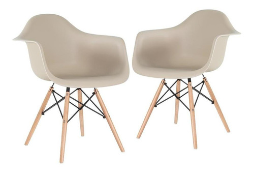 2 Cadeiras Polrona Eames Wood Daw Com Braços Jantar Cores Cor da estrutura da cadeira Nude