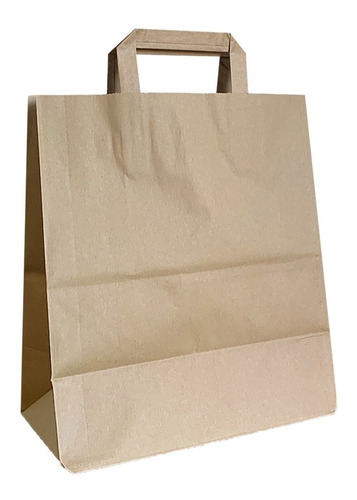 C100 Bolsa De Papel Kraft Para Delivery Mediana Con Asa