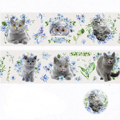 Cinta Washi Tape Gatos Decorativa Scrapbook Collages Bujo