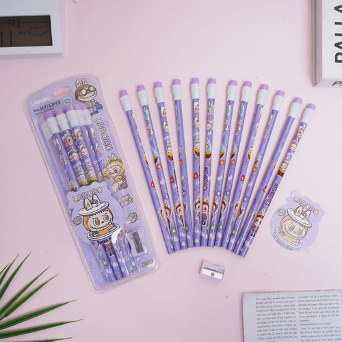 Pack Labubu Set Papelería Kawaii Libreta Stickers Escolar