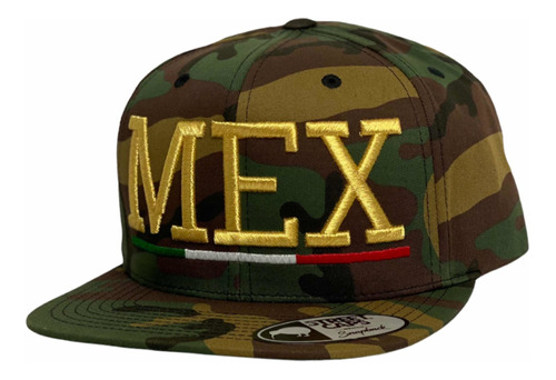 Gorra Yupoong Mex  Dorado Metalizado Snapback Negro 