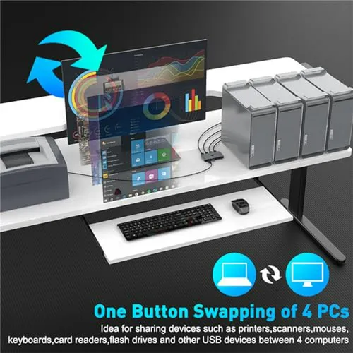 Adaptador Conmutador Kvm Para Compartir 4 Computadoras Y Dis