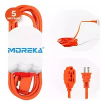 Comprar Extensión Eléctrica Uso Rudo Multicontacto 5 Metros Cable de Cobre Cal.16 Awg Moreka Color Naranja 3 Tomas de Corriente