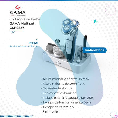 Afeitadora Gama Multiset Gsh2527 Sport Inalámbrica Blanca