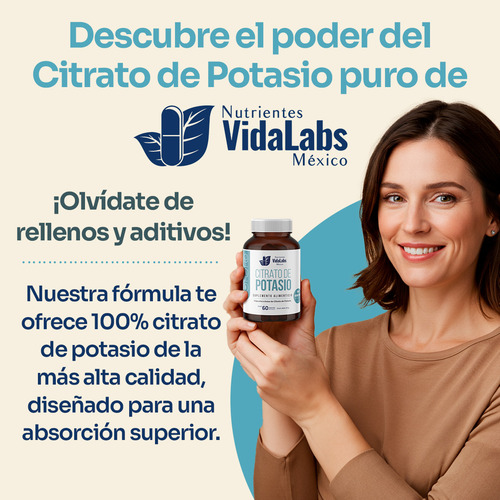 Citrato De Potasio Nutrientes Vidalabs México Frasco 60 Cápsulas
