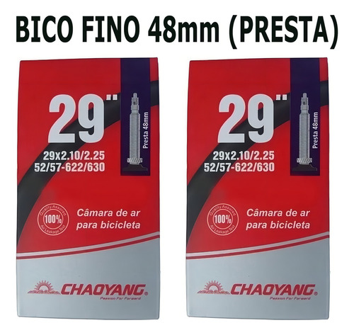 2 Camaras De Ar Bike Aro 29 - Bico Fino Presta Tipo da válvula Schrader
