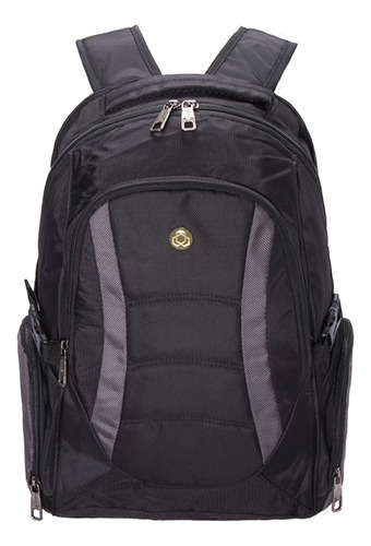 Mochila Masculina Trinus Moderna Reforçada Faculdade Cor Preto c/cinza Desenho do tecido Liso