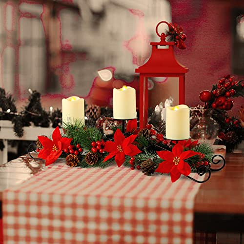 Centro De Mesa De Navidad De Mortime Con 3 Porta Velas, Deco