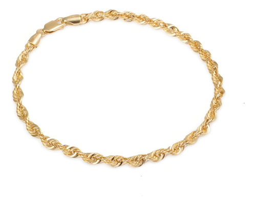 Pulsera Torsal 4mm Unisex 21cm Oro Italiano Hueco 10k Largo 21 Cm