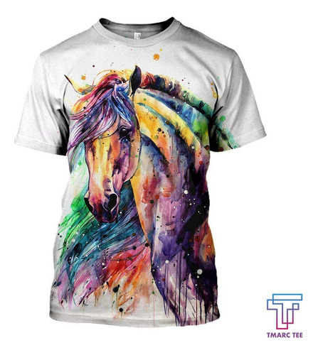 Hhn Playera Con Estampado 3d De Caballo Multicolor Tl35