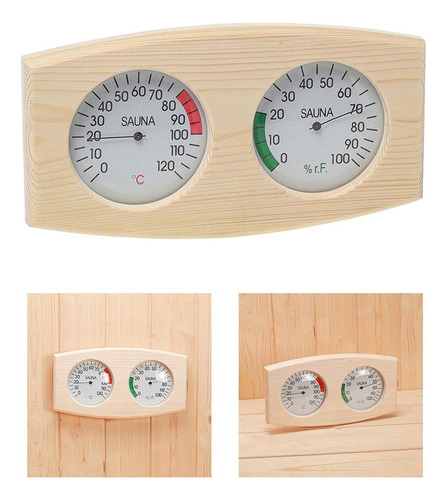 . 1x Termómetro De Sauna De Grano De Madera E Higrómetro