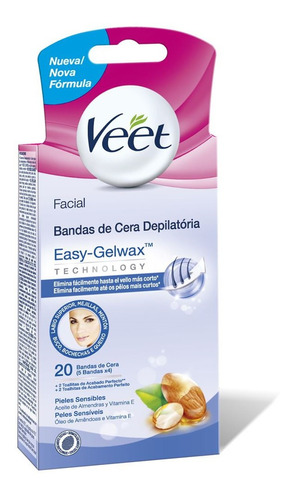 Veet Bandas Natura Face Piel Sensible 20 U.