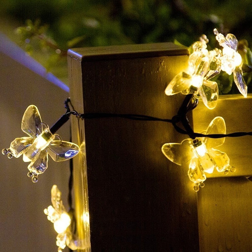 Imagen 6 de 9 de Guirnalda Solar Mariposa 5 Metros 50 Led Calida