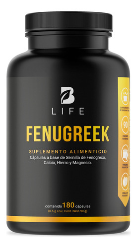 Fenogreco De 180 Cápsulas De 500mg. B Life Fenugreek