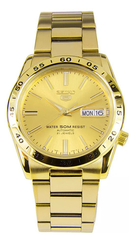 Reloj Seiko Automatico 5 Dorado De Hombre Snke06