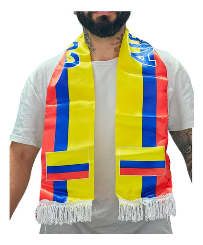 Bufanda Bandera Colombia 137x14cm Chal Pashmina Fútbol