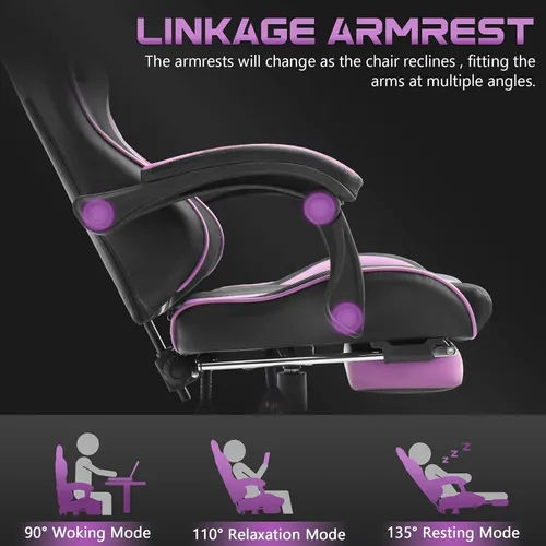 Silla De Juego Ferghana Púrpura Ergonómica Ajustable
