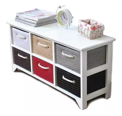 Mueble Madera 6 Cajoneras Uso Multiple Línea Madera Ratán.