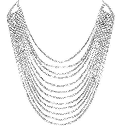 Collar De Declaracion Con Diseño De Cascada Oscuro Diamante