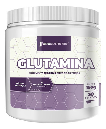 Glutamina Newnutrition 150g 100% Pura Sem Sabor Sabor Natural