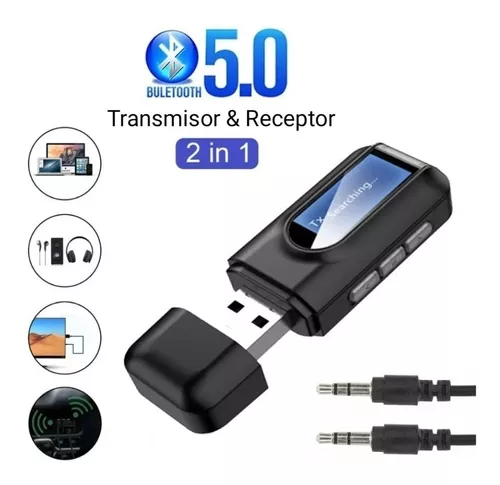 Receptor y Transmisor Bluetooth 2 en 1 Portátil 3.5mm con Pantalla