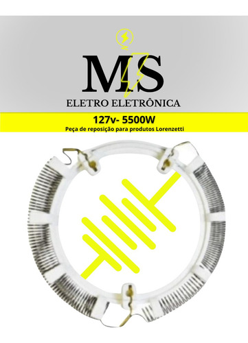 Resistencia Para Lorenzetti Bella Ducha 127v 5500w Acabamento Bella Ducha 4t/Bella Ultra 4t Ms Eletro Eletrônica