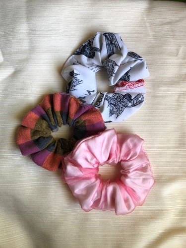 Colitas De Pelo Scrunchies Premium Antifrizz Pack X3