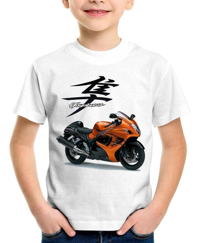 Camiseta Infantil Moto Suzuki Gsx 1300 Hayabusa Laranja