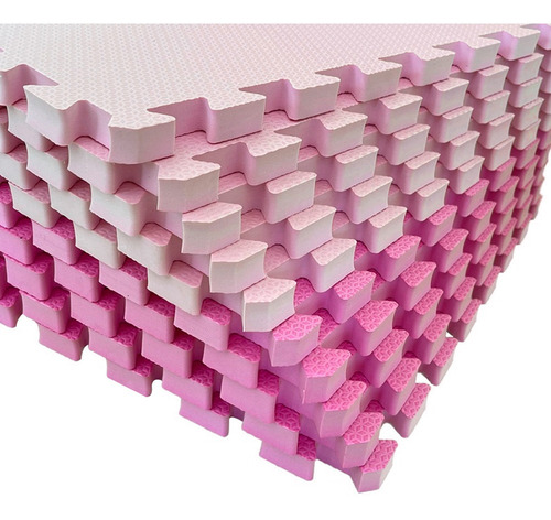 Kit 20 Peças Tapete Tatame Rosa Infantil 50x50 10mm-jk Liso
