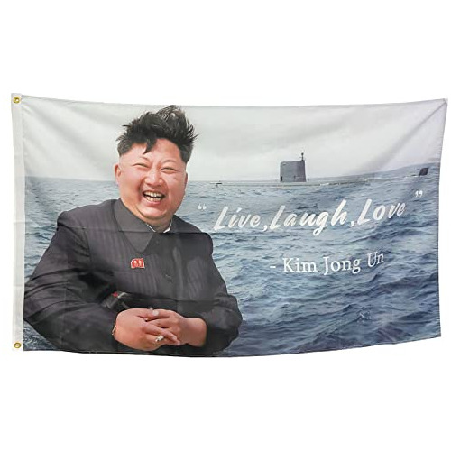 Live Laugh Love Kim Jong Un Flag 3x5 Ft, Double Sided D...