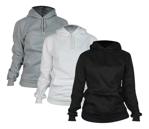 Paquete De 3 Sudaderas Hoodie Capucha Mujer Moda Tela Suave