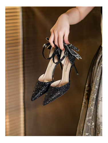Sandalias Tacón Alto Con Tiras Modernas Y Dulces Para Mujer