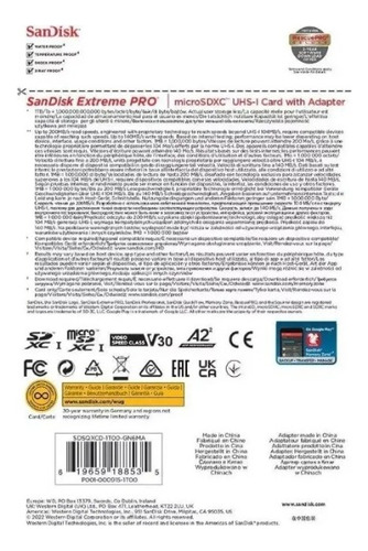 Tarjeta Microsd Sandisk Extreme Pro Uhs-i De 1 Tb Con Adapta