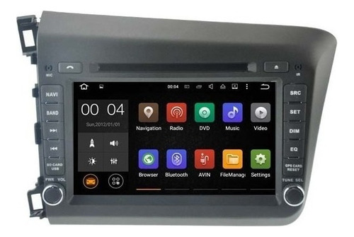 Android 9.0 Honda Civic 2012 Dvd Gps Wifi Mirror Link Radio