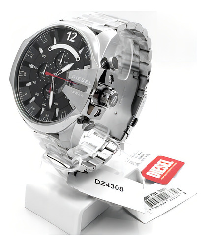 Relógio Diesel Mega Chief Cronógrafo Masculino Dz4308b1 P2sx Cor do fundo Cinza-escuro