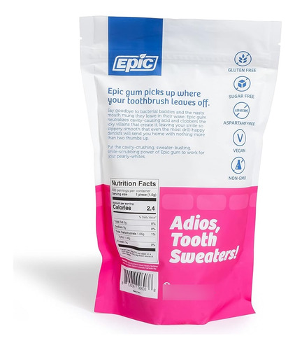 Epic Gum Chicle Sin Aspartame Sabor Tutti Frutti 500 Piezas