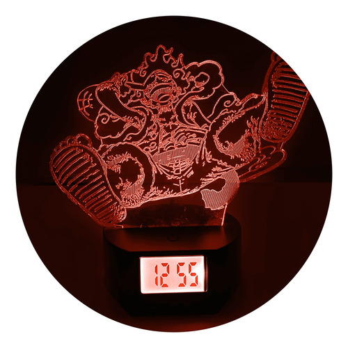 Lámpara 3d Gear5 Risa Base Reloj + Control