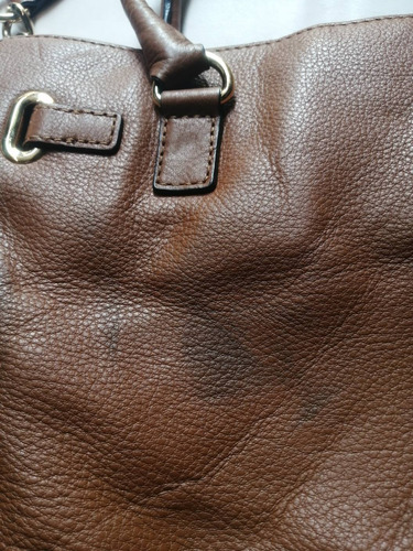 Imagen 4 de 10 de Bolso D Dama M K Marrón En Piel Creo 3 Compartimentos