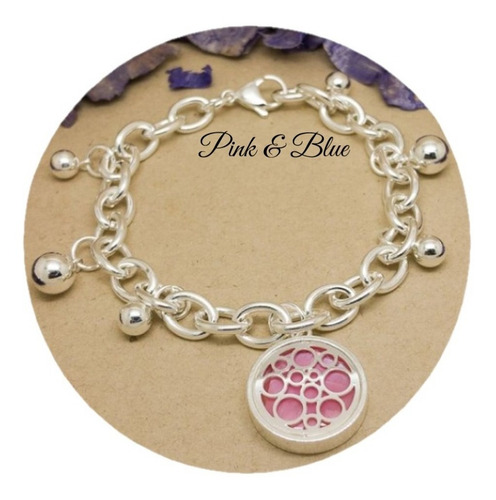 Pulsera Con Dije De Nácar Rosa - Acero Blanco