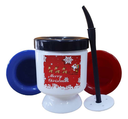 Mate Plastico Navidad Rojo Renos Papa Noel Jo Jo Jo