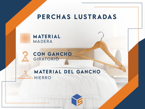 Pack De 120 Perchas Alta Calidad De Madera Lustrada Barniza
