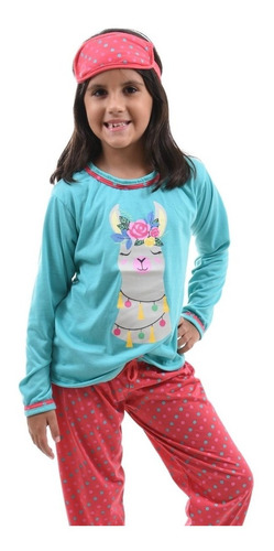 Imagem 3 de 4 de Pijama Infantil Menina Longo Manga Comprida Calça Tapa Olho