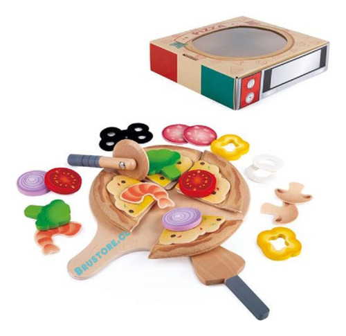 Set De Pizza Juguete Didáctico De Madera Para Niños