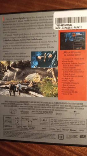 Dvd Original Jurassic Park 2 El Mundo Perdido (om) (Usado)