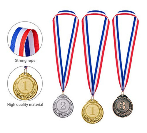 Imagen 4 de 7 de Trofeo Favide 12 Piezas Oro Plata Bronce Premio Medallas-gan