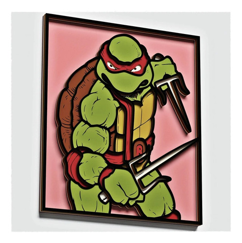 Cuadro Decorativo Rafael Tortugas Ninjas Comic Madera