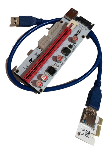 Mineria Riser Pci-e 1x A 16x Ver 008s Ext X12 Usb 60cm Rig